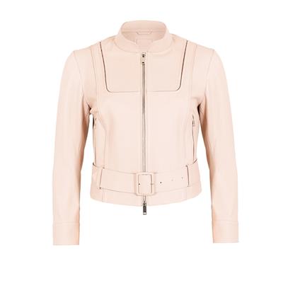 K14433 | Leather Stretch Mini Belted Jacket
