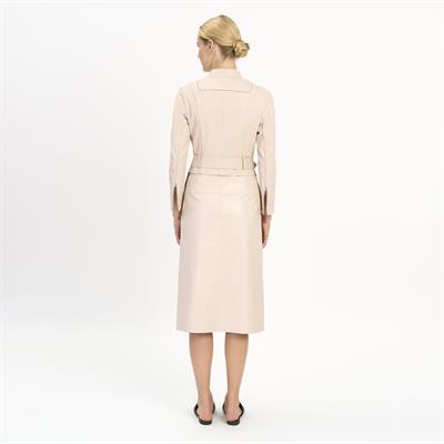 K14433 | Leather Stretch Mini Belted Jacket