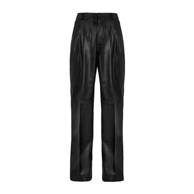 K14442 | Leather Two-Pleated Wide Leg Pants