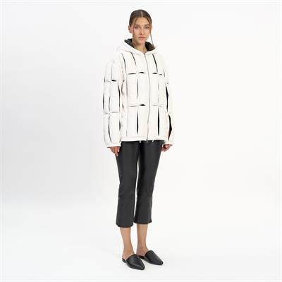 K14458 | LEATHER CUT-OUT PUFFER JACKET