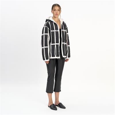 K14458 | LEATHER CUT-OUT PUFFER JACKET