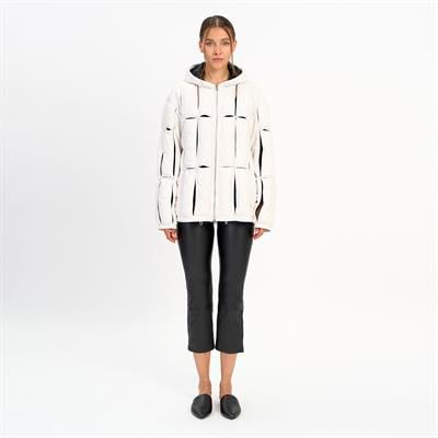 K14458 | LEATHER CUT-OUT PUFFER JACKET