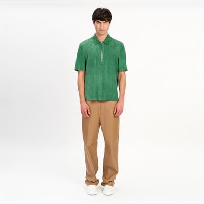 K14478 | Suede Zip Polo Shirt