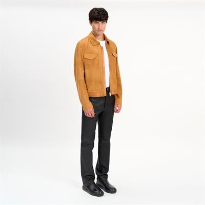 K14485 | LEATHER SHIRT COLLAR JACKET