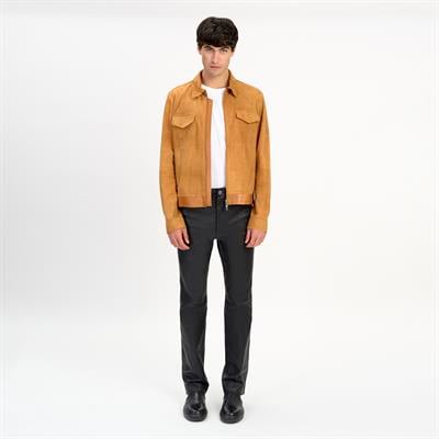 K14485 | LEATHER SHIRT COLLAR JACKET