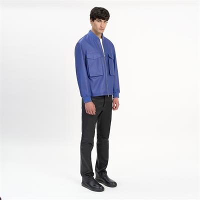 K14489 | LEATHER PATCH POCKET BOMBER JACKET