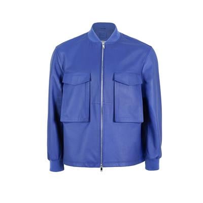 K14489 | LEATHER PATCH POCKET BOMBER JACKET