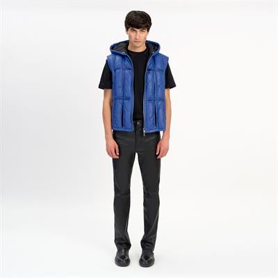 K14496 | LEATHER CUT-OUT PUFFER GILET
