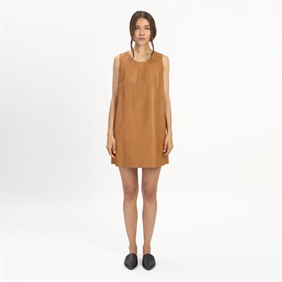K14510 | Leather Mini A-Line Dress