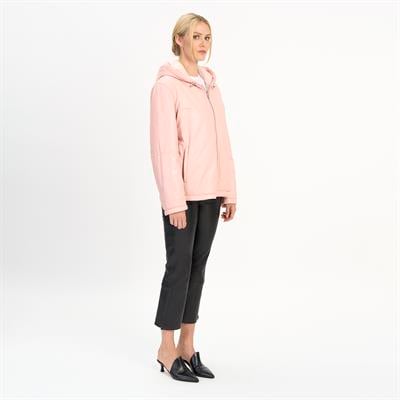 K14525 | LEATHER OVER PUFFER JACKET