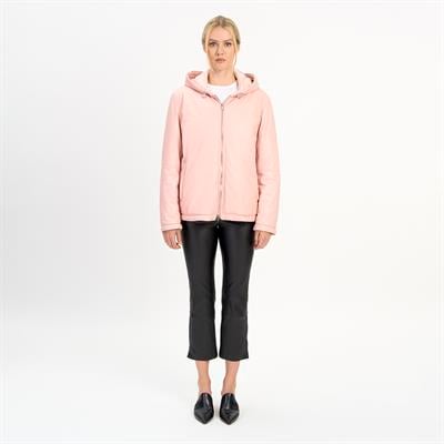 K14525 | LEATHER OVER PUFFER JACKET
