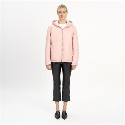 K14525 | LEATHER OVER PUFFER JACKET