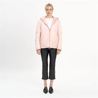 K14525 | LEATHER OVER PUFFER JACKET