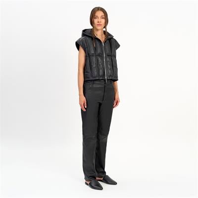 K14526 | Leather Cut-Out Puffer Gilet