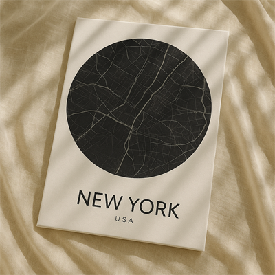 New York Şehir Haritası Kanvas Tablo