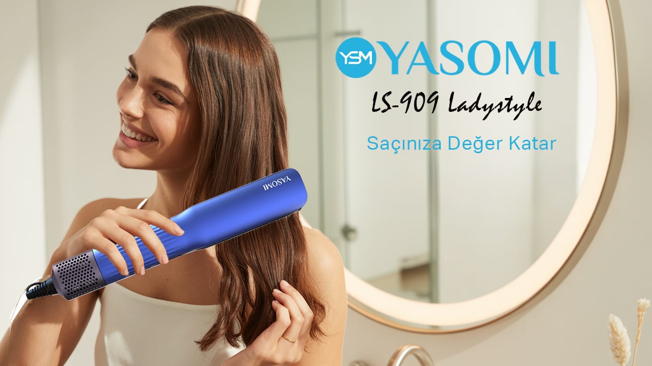 Yasomi LS‑909 LadyStyle 1300W Dijital Saç Düzleştirici | İyonik, Soğuk & Sıcak Hava, LCD Ekran
