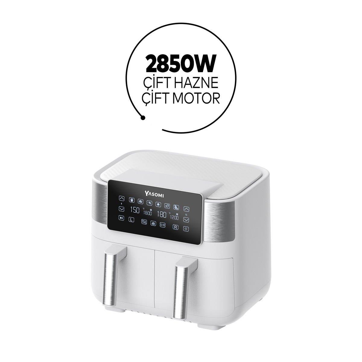 Yasomi Y80 Çift Hazneli Airfryer | 8 Litre, 2850W, Dokunmatik