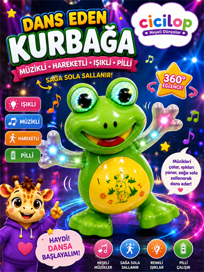 Dans Eden Kurbağa Işıklı Ve Müzikli 