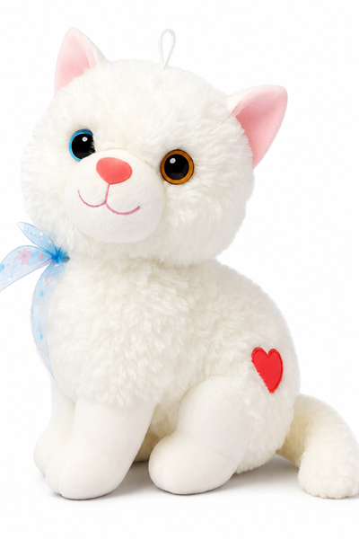 Peluş Sesli Beyaz Miyavlayan Van Kedisi 33 cm Kedi