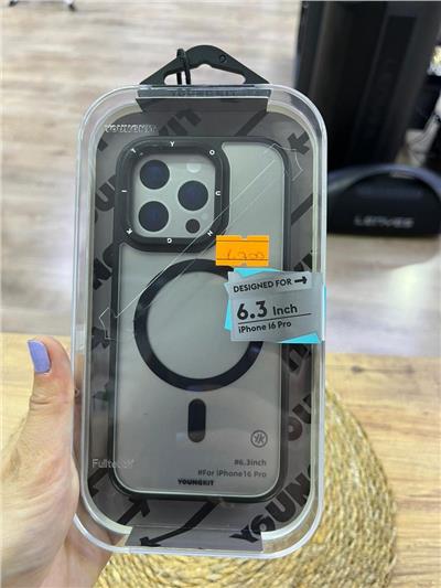 iPhone 16 Pro Kılıf - MagSafe Şarj Özellikli Cam Arka Yüzey TPU Youngkit Gemstone Serisi Kapak