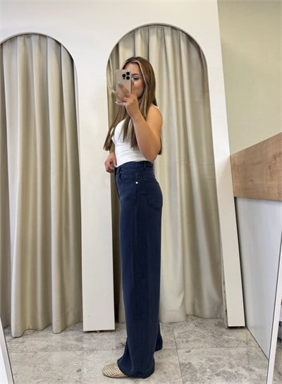 Adora Lacivert Lastikli Tensel Jean
