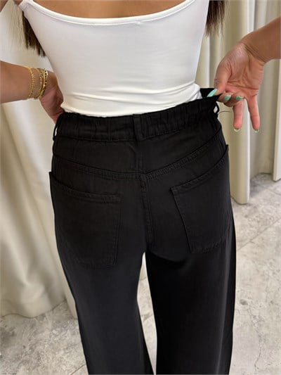 Adora Siyah Beli Lastikli Tensel Jean