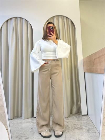 Adora Vizon Beli Lastikli Tensel Jean