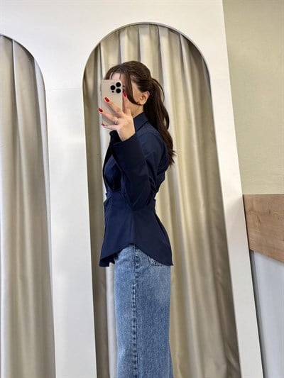Alice Lacivert Pens Detaylı Gömlek