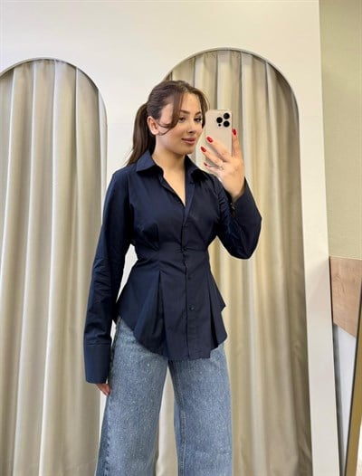 Alice Lacivert Pens Detaylı Gömlek