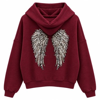Angel Bordo Arkası Pul Baskılı Sweat
