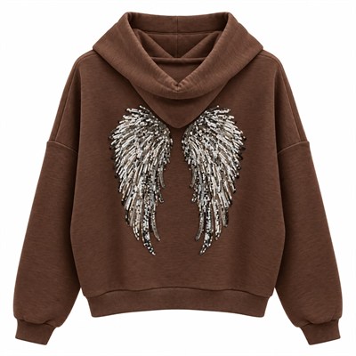 Angel Kahve Arkası Pul Baskılı Sweat