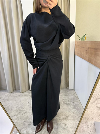 Aura Etek Bluz Tensel Takım Siyah