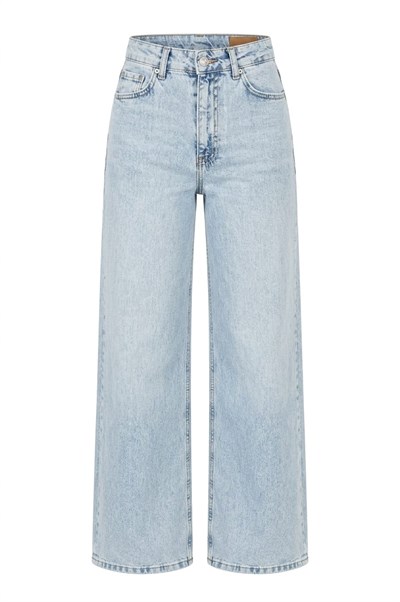Belle Yüksek Bel Buz Mavi Wide Leg Jean