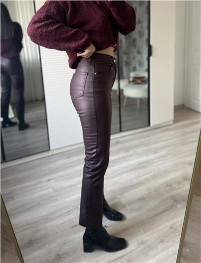 bordo mumlu pantolon