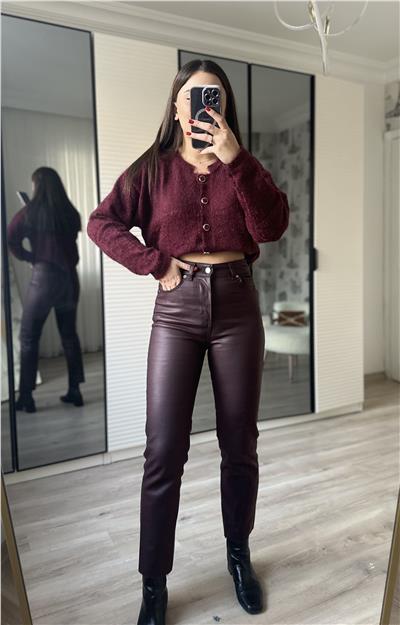 bordo mumlu pantolon