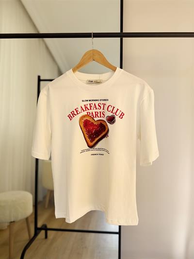 Breakfast Baskılı Premium Tişört