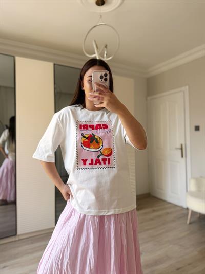 Capri Baskılı Oversize  Tişört