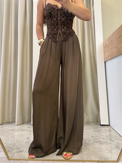 Catrin Kahve Beli Lastikli Tensel Palazzo
