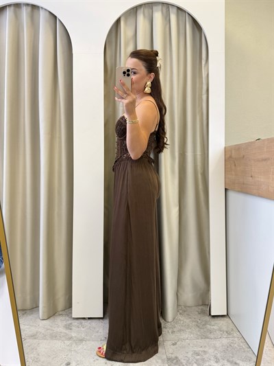 Catrin Kahve Beli Lastikli Tensel Palazzo