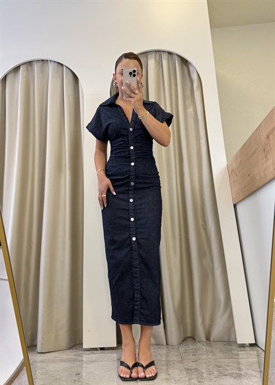 Charlie Midi Boy Lİkralı Denim Elbise