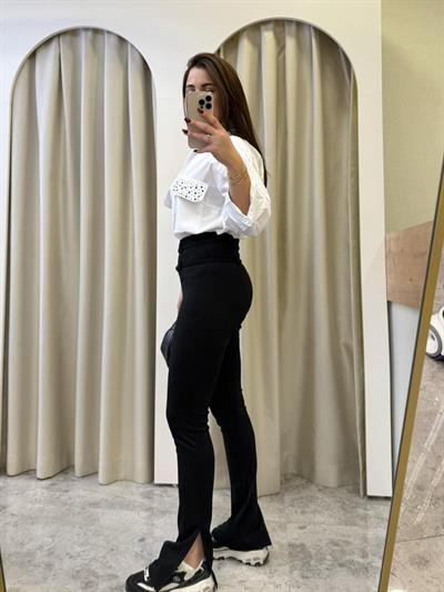 Çift Kemer Detaylı Tayt Pantolon