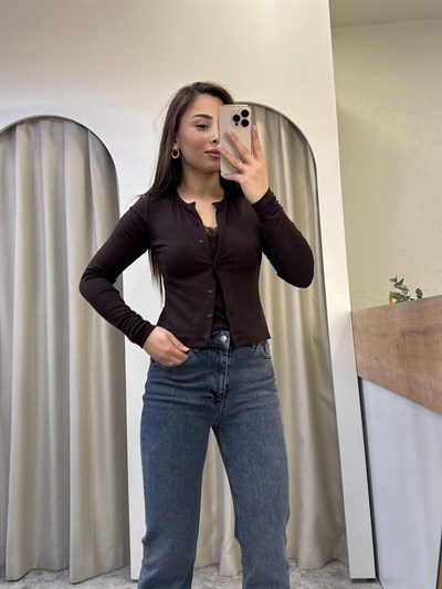 Cindy Oysh Kahve Atletli Modal Hırka