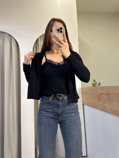 Cindy Oysh Siyah Atletli Modal Hırka