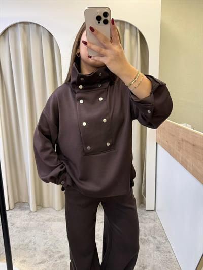 Çıtçıtlı Modal Takım-Kahve