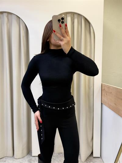Class Siyah Modal Balıkçı Yaka Body