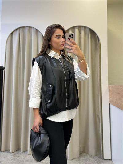 Deri Oversize Yelek