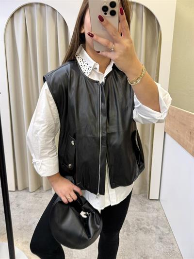 Deri Oversize Yelek