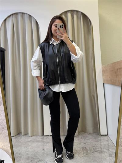 Deri Oversize Yelek