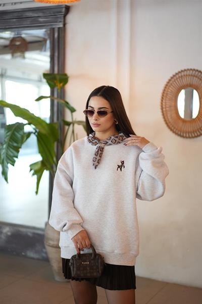 Fular Detaylı Oversize Sweatshirt