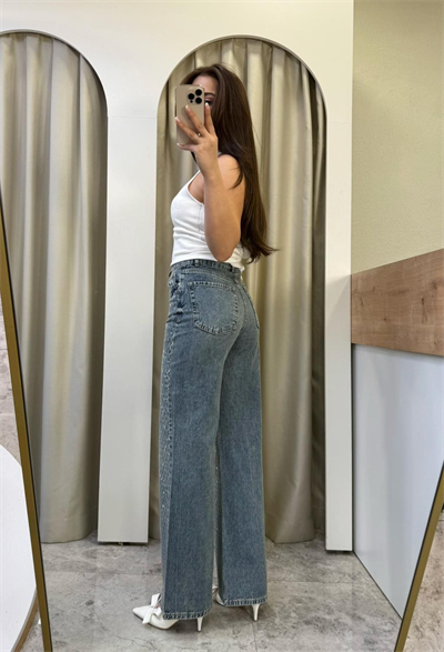 Glowin Taşlı Wide Leg Jean